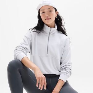 NWT Athleta Women’s Seasoft Rib 1/4 Zip Popover Pullover Grey